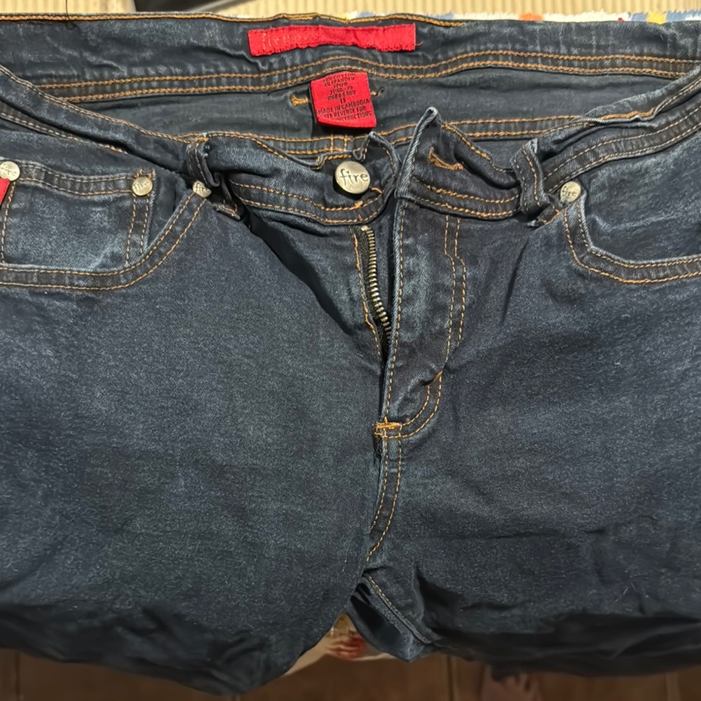 Classic Blue Straight Cut Jeans with Contrast Stitching